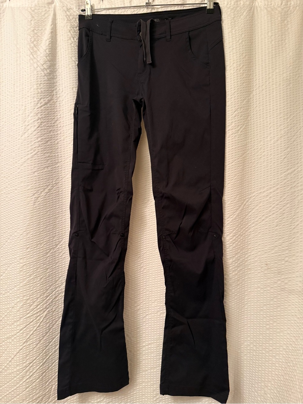 Prana Halle Roll Up Pants Sz 6 Black Low Rise Drawstring Waist Boot Hiking